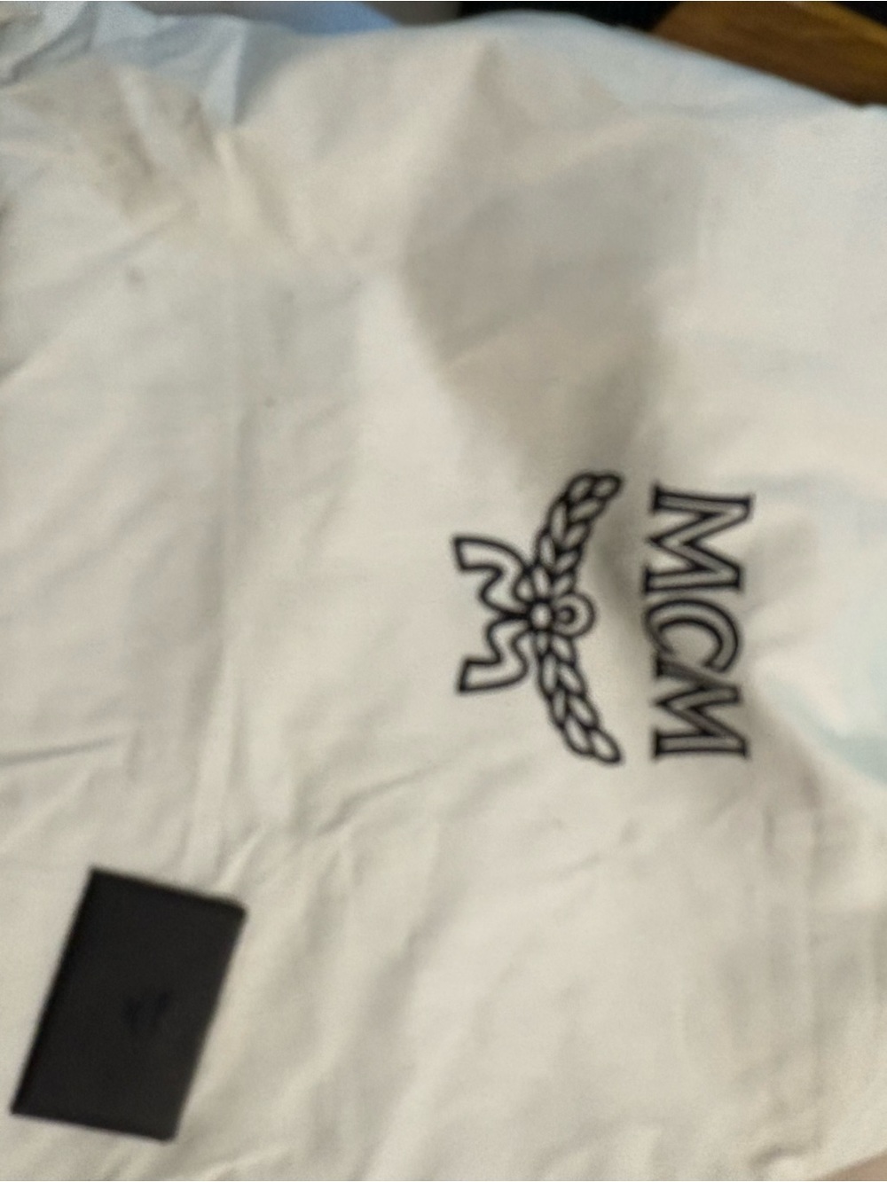 Authentic MCM White and Black Logo Drawstring Dust Bag - Picture 3 of 6